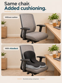 AtlasChair™ Desk Chair Lumbar Support Pillow, Memory Foam Seat & Back Cushion