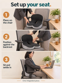 AtlasChair™ Desk Chair Lumbar Support Pillow, Memory Foam Seat & Back Cushion