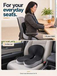 AtlasChair™ Desk Chair Lumbar Support Pillow, Memory Foam Seat & Back Cushion
